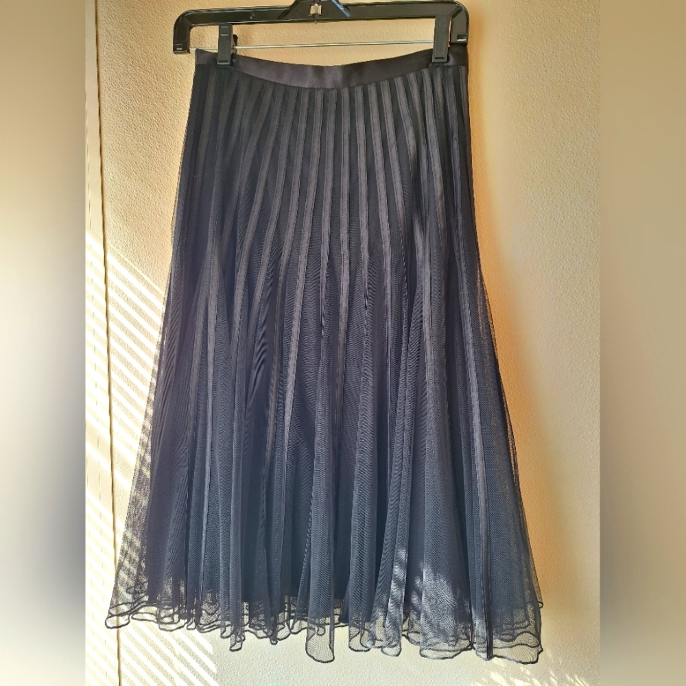 JS Collections Blue Pleated Midi Skirt for Cocktail